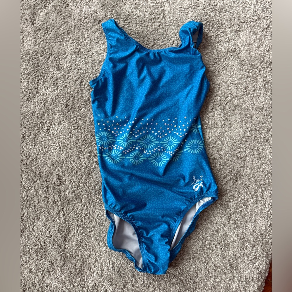 GK / Suni Lee Blue leotard with Floral Design